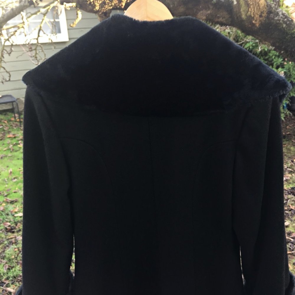 EX+ VTG 30s Style WOOL COAT Faux Fur Cuffs Oversize Collar Fit & Flare STUNNING - Picture 6 of 15